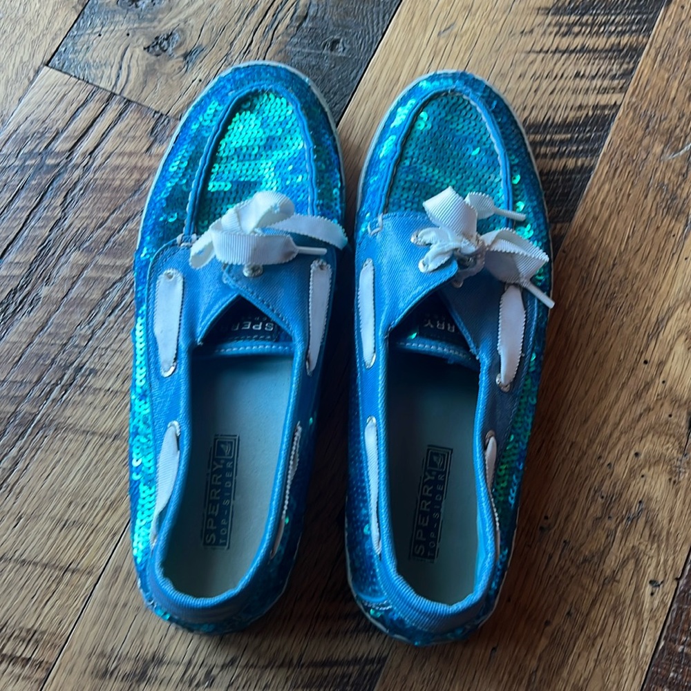 Mermaid Sperry loafers. Iridescent.